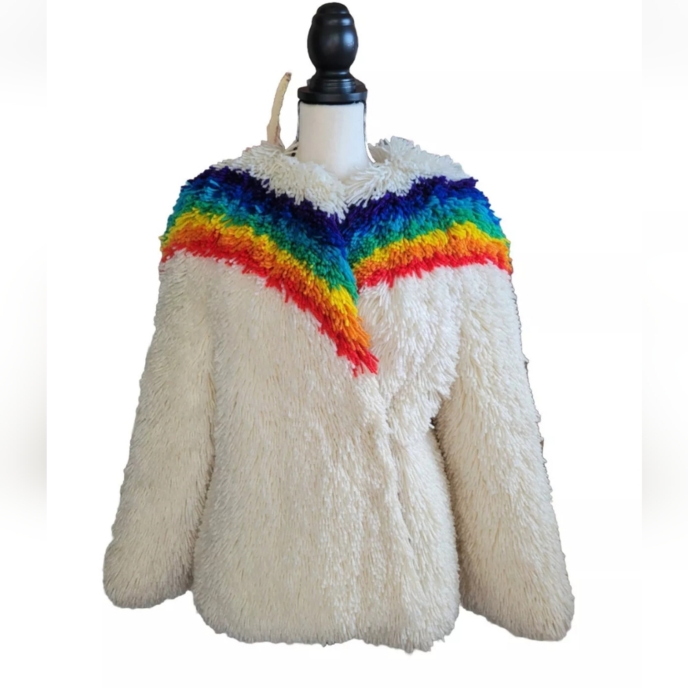 Vintage shaggy pride yarn coat size m